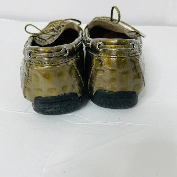 Sperry Top Sider Boat Loafer Leather Sz 7.5M Womens Croc Embossed Flats Green - Picture 5 of 12